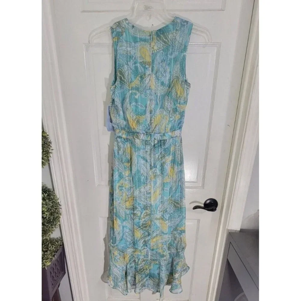 London Times Maxi Womens Dress V Neck Paisley Sleeveless Multicolored Size 4 - Picture 3 of 13